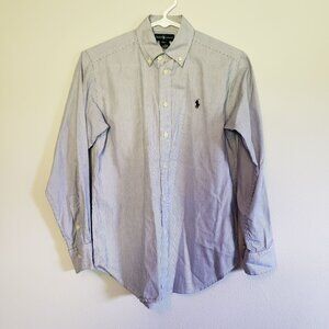 Ralph Lauren Blue Horse Long Sleeve Button Down stripe size Medium
